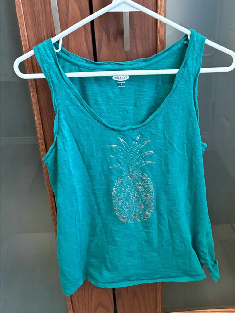 Old Navy Teal Pineapple Graphic Tank Top - Women's Summer Casual